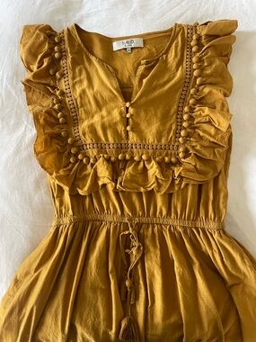 Sea Mustard Yellow Ruffled Midi Dress